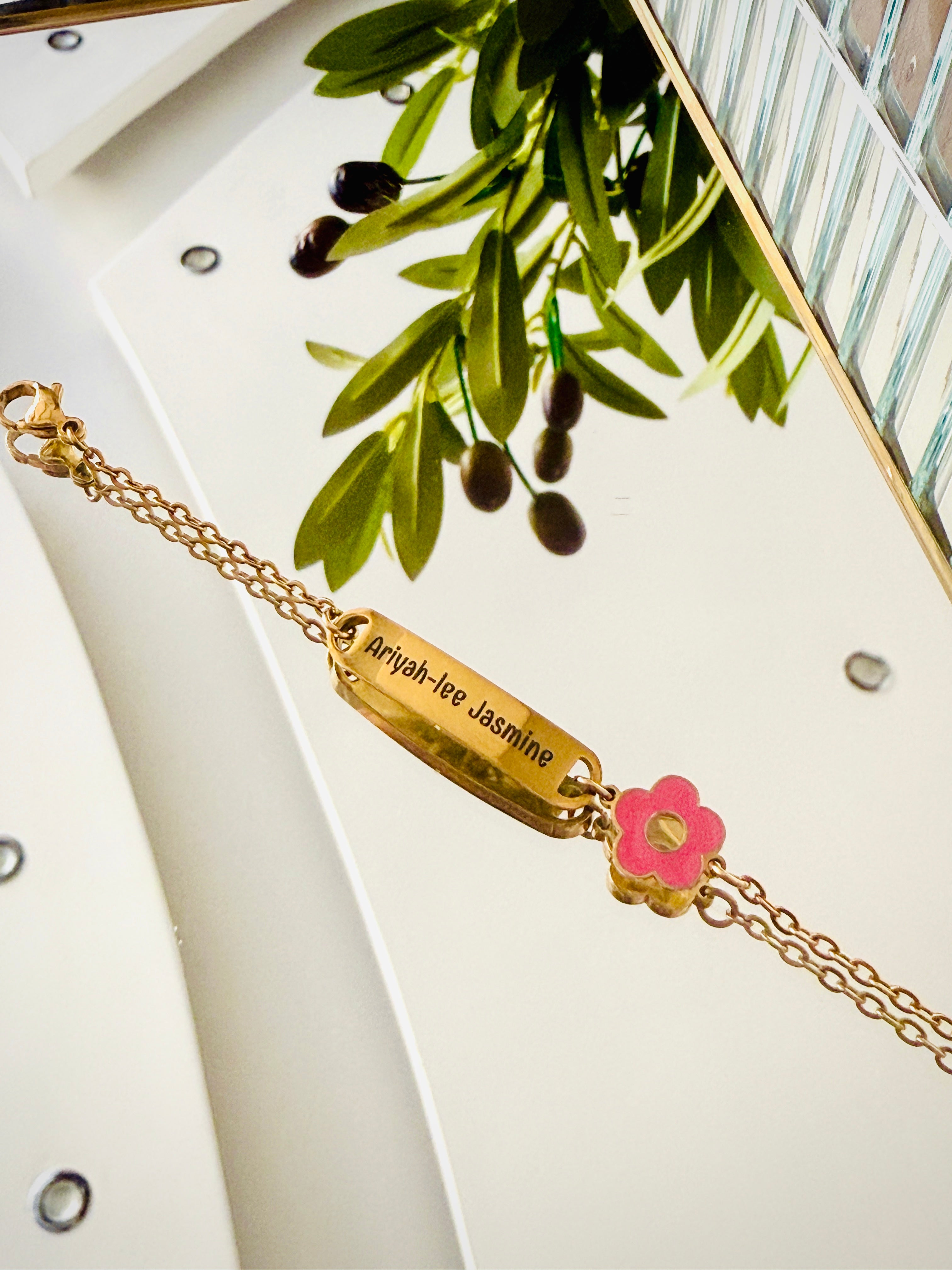 The blossom bracelet custom engraved