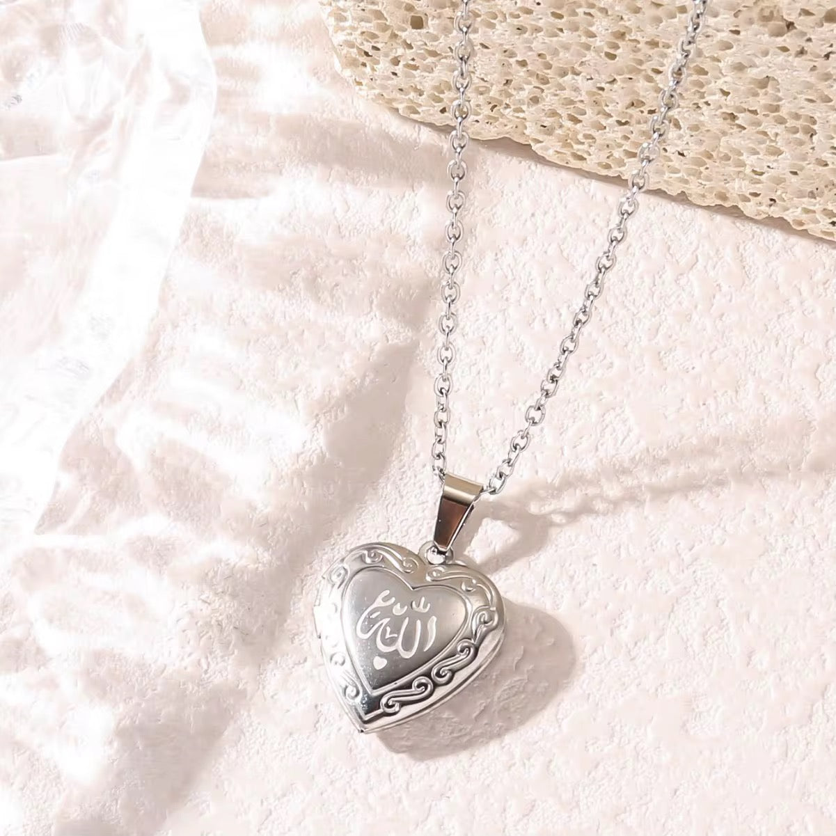 Allah heart locket necklace