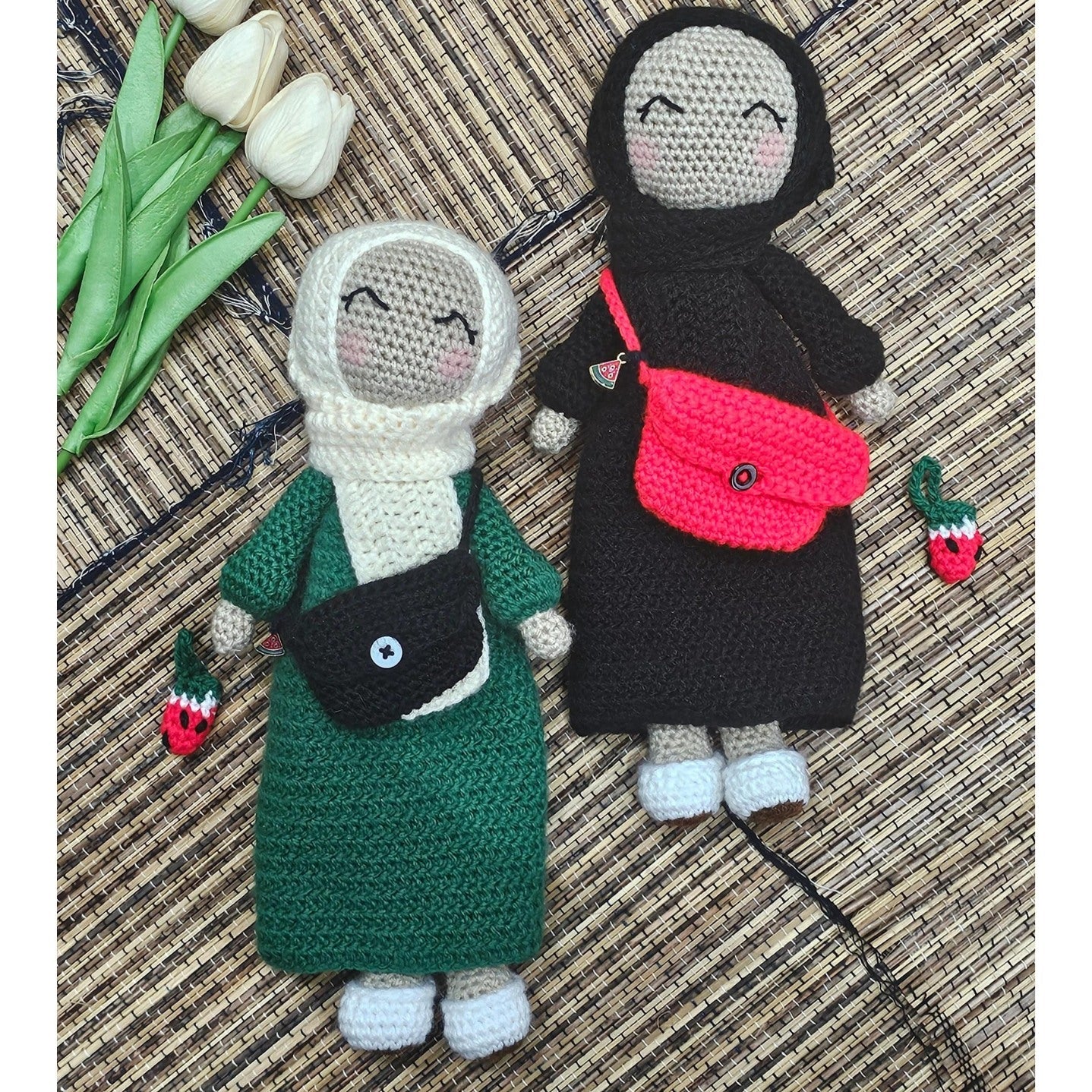 Hijab knitted dolls Handmade with free key ring
