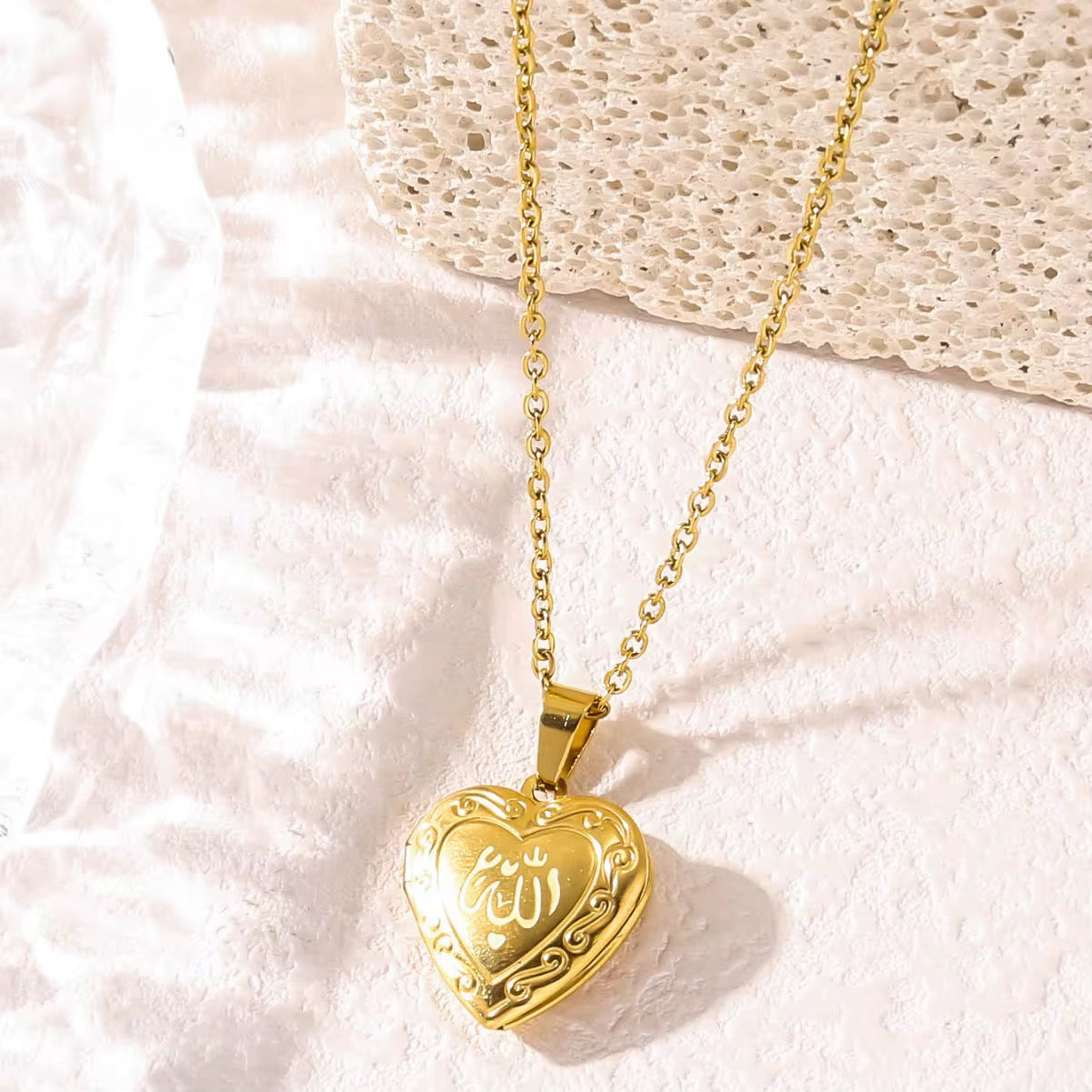 Allah heart locket necklace