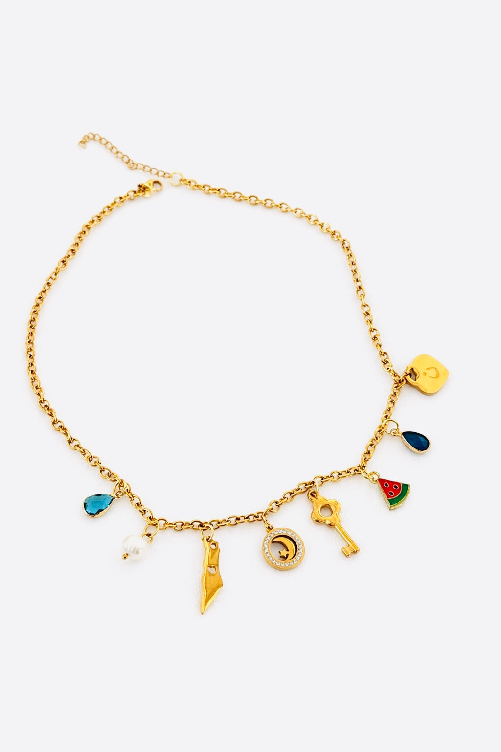 Palestine charm necklace with Arabic initial