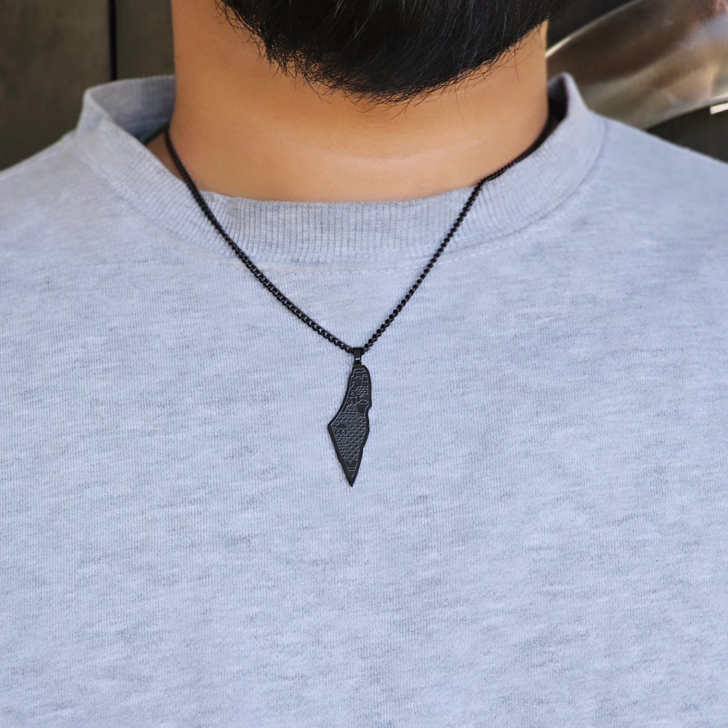 Mens Palestine Map necklace