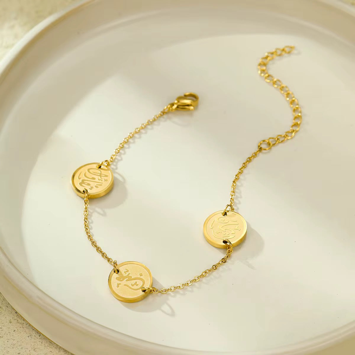 3 Coin bracelet - Faith, Love, Optimistic -