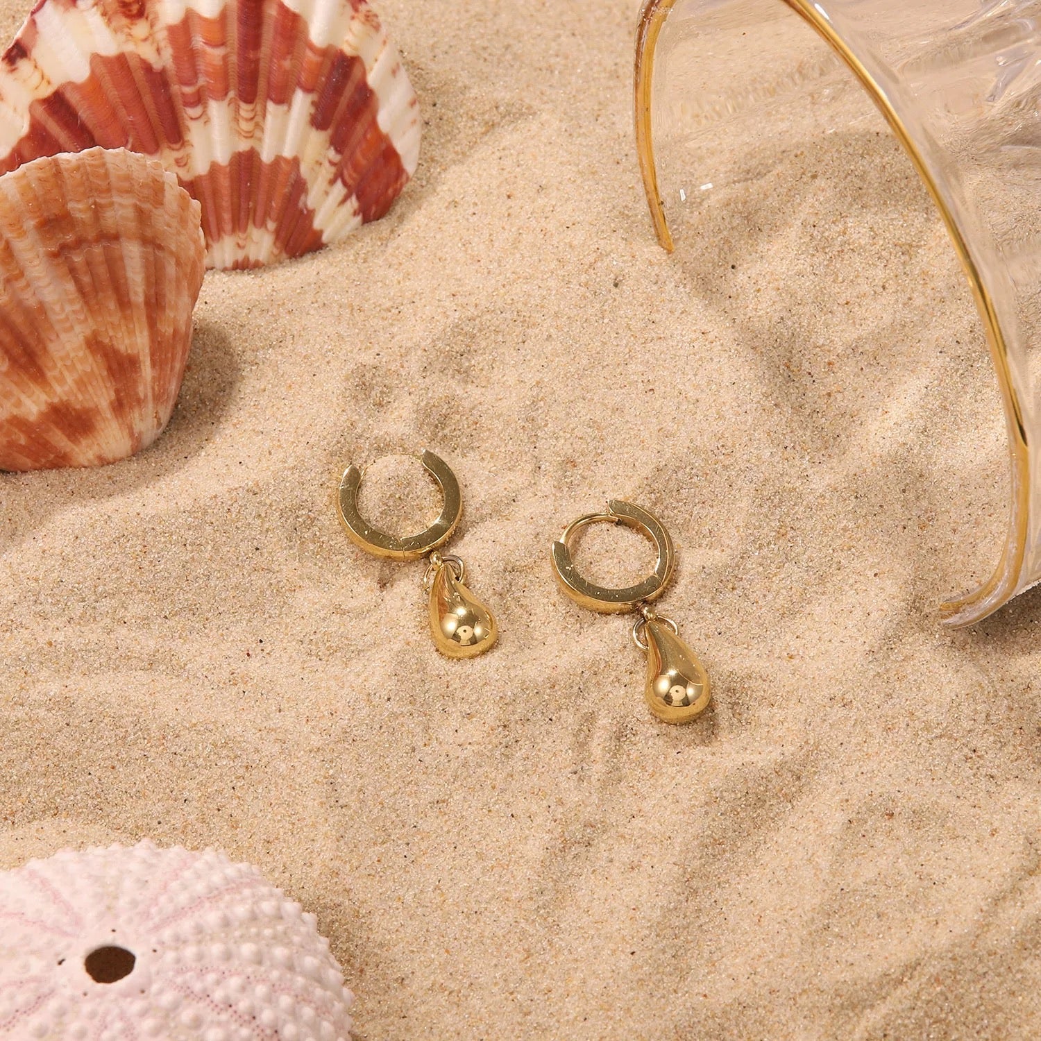 Tear drop 14k gold plated earring