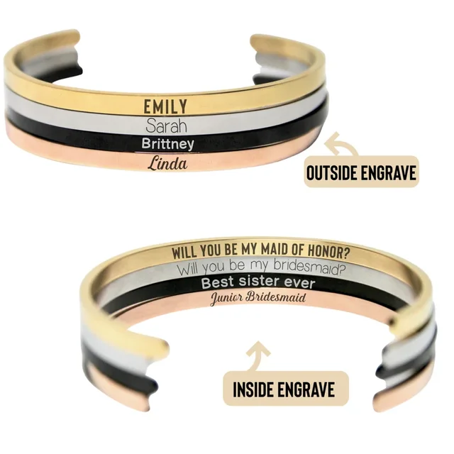 Personalized Cuff Bangle (Ready in 1-2 days ) 4mm