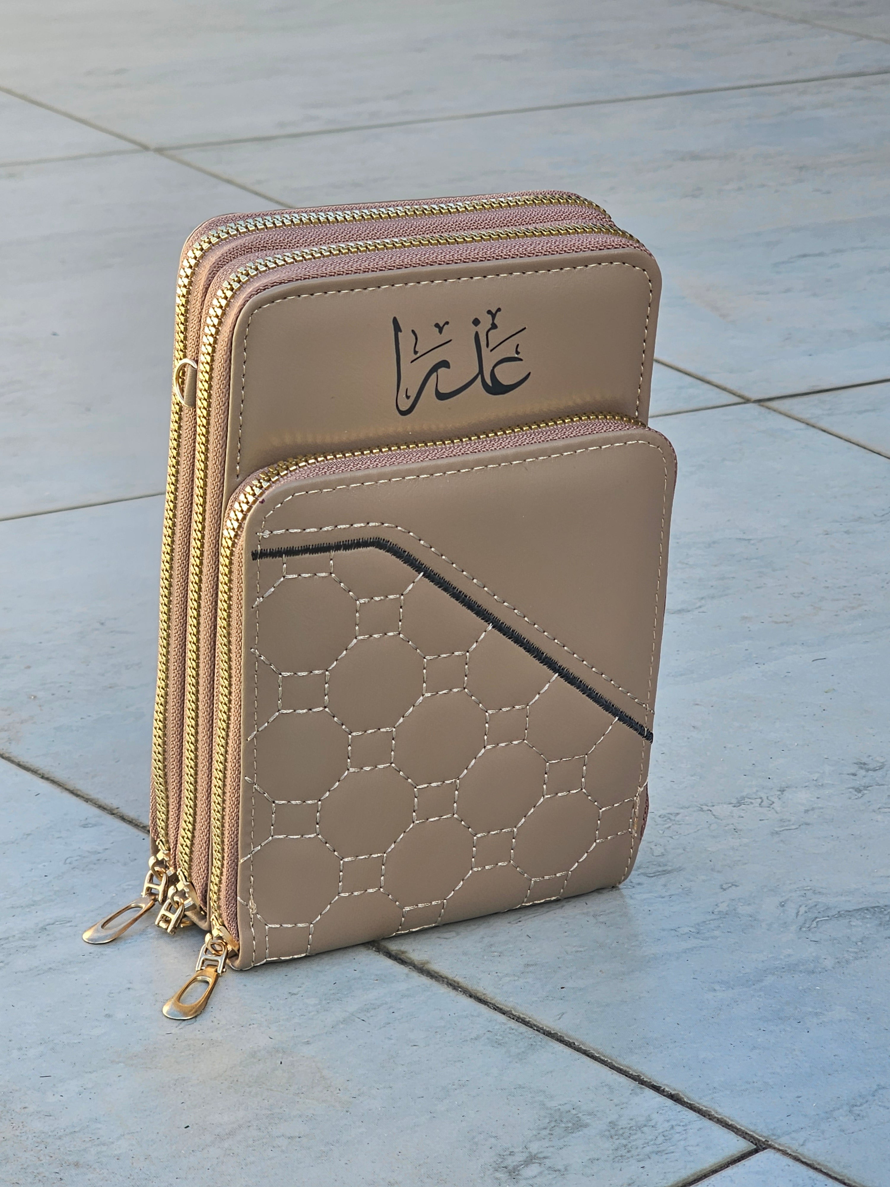 Cross body bags customised with Arabic/English name