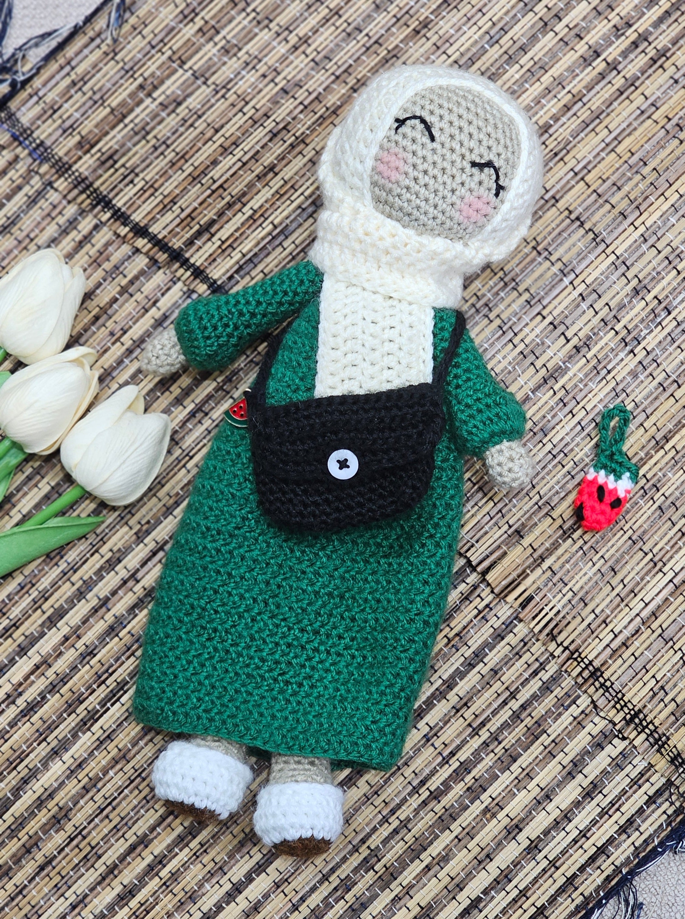 Hijab knitted dolls Handmade with free key ring