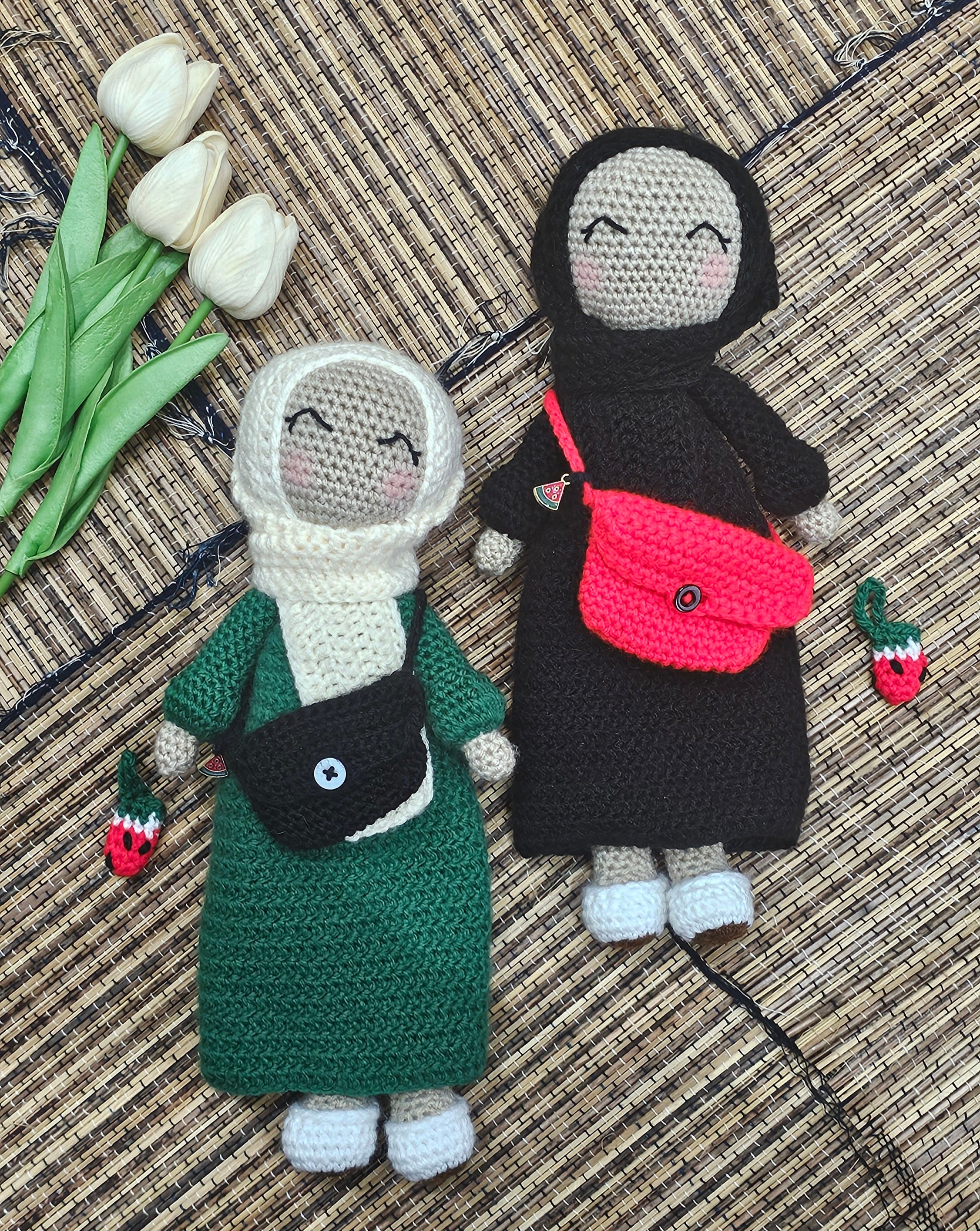 Hijab knitted dolls Handmade with free key ring