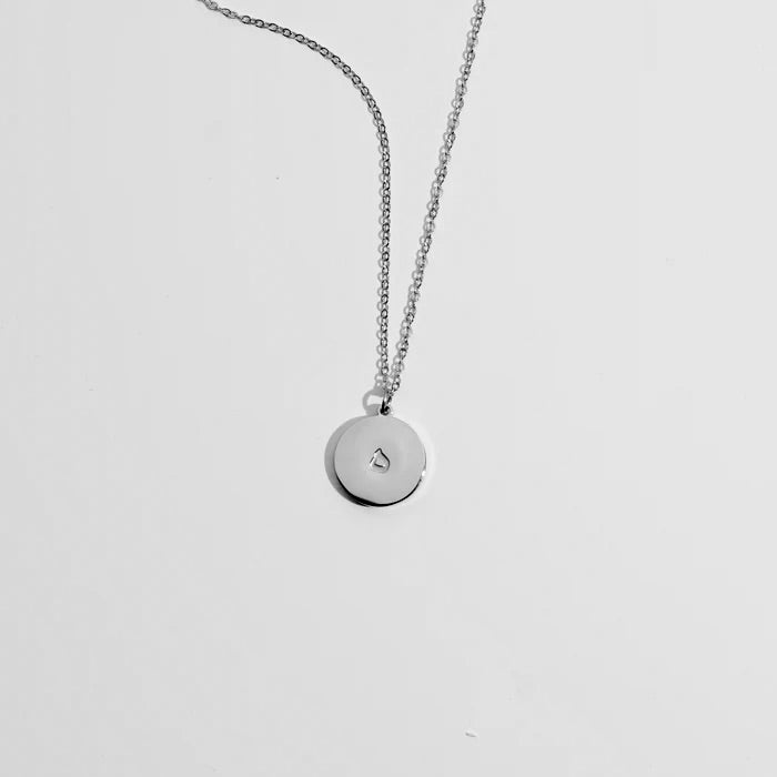 Arabic Initial disc necklace engraved version  | Tarnish free