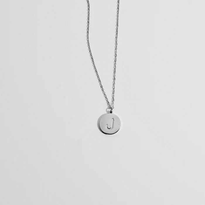 Arabic Initial disc necklace engraved version  | Tarnish free