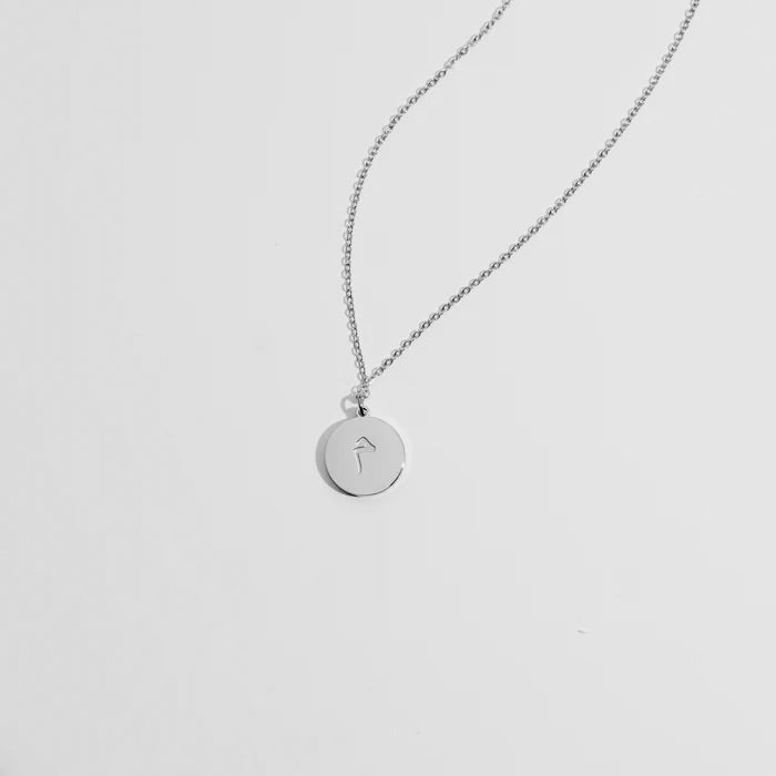 Arabic Initial disc necklace engraved version  | Tarnish free