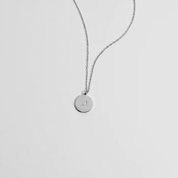 Arabic Initial disc necklace engraved version  | Tarnish free