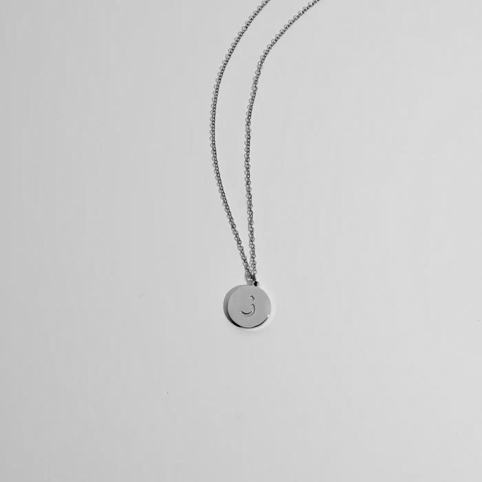 Arabic Initial disc necklace engraved version  | Tarnish free