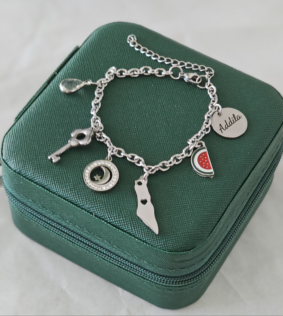 Palestine charm bracelet silver