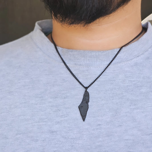 Mens Palestine Map necklace
