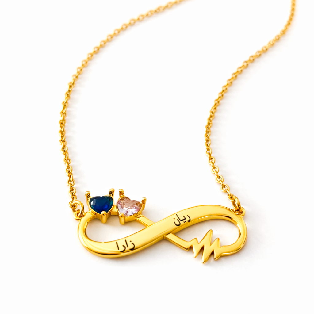 Personalized Heartbeat Infinity Necklace