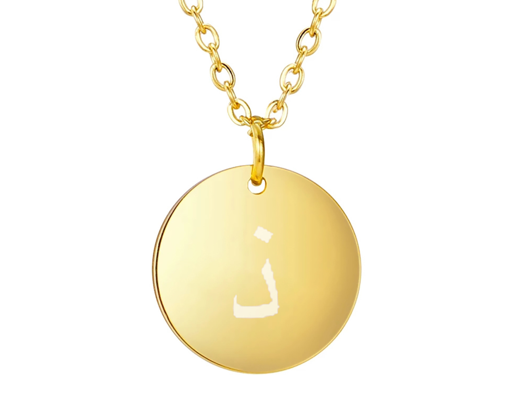 Arabic Initial disc necklace | Tarnish free